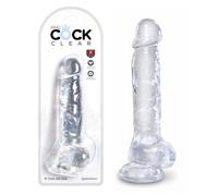 8" KING COCK CLEAR DILDO TRASPARENTE CON TESTICOLI E VENTOSA FALLO REALISTICO