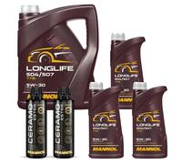 8 L MANNOL Olio Motore Longlife 504/507 5W-30 Insieme Additivo Ceramo Ester 9829