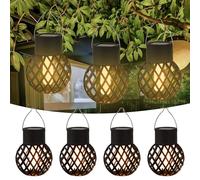 8 lampade solari per esterni da giardino con effetto fiamma, lanterna solare per esterni, lanterne solari per esterni, luci solari per esterni, da appendere, lampada solare a LED per giardino, per