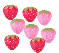 8 lanterne a fragola rosse e rosa per feste a tema frutta, decorazioni per feste di compleanno per bambini, decorazioni a forma di fragola, bruco affamato, forniture per feste, ornamenti da appendere