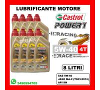 8 LITRI CASTROL POWER 1 RACING 4T 5W40 API SL SN JASO MA-2 IN 8 LATTINE DA 1LT