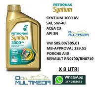 8 LITRI LUBRIFICANTE PETRONAS SYNTIUM 3000 AV 5W-40 ACEA C3 GM DEXOS 2 PERF.