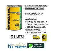 8 LITRI OLIO AUTO BARDAHL TECHNOS XVS 5W-40 ACEA A3/B4 API SP BMW LL-01 MB 229.5