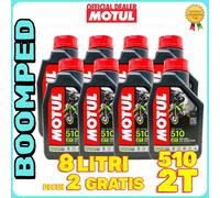 8 LITRI OLIO MISCELA MOTUL 510 SEMI-SINTETICO ANTIFUMO OFFERTA NUOVO 2T 08MO10