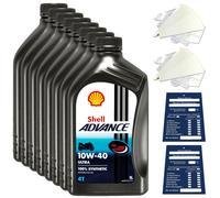 8 Litro Originale Shell Advance 4T Ultra 10W40 Olio Motore Moto Api Sn Jaso