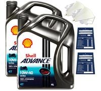 8 Litro Originale Shell Advance 4T Ultra 10W40 Olio Motore Moto Api Sn Jaso MA2
