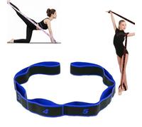 8-Loop Yoga Stretching Strap with Numbers, Multi-Segment Resistance Band for Dance, Gymnastics, and Home Fitness, Elastic Tension Band for Flexibility Training & Pilates - Exercise Equipment (Blue)
