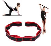 8-Loop Yoga Stretching Strap with Numbers, Multi-Segment Resistance Band for Dance, Gymnastics, and Home Fitness, Elastic Tension Band for Flexibility Training & Pilates - Exercise Equipment (Red)
