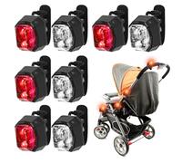 8 luci LED per passeggino - Set di luci impermeabili per passeggino, luce luminosa, compatta, 3 modalità di illuminazione a LED per passeggino, jogging, corridori e esterni