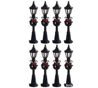 8 luci stradali in miniatura, per casa delle bambole, 12 cm, mini lampioni stradali, scala 1:12, colore: nero, per villaggio di Natale, accessori per giardino fatato, paesaggio natalizio