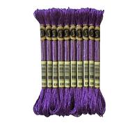 8 meters 12 strands Metallic Embroidery Floss Cross Stitch Needlework Thread, Metallic Purple, 10 Skeins