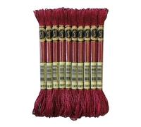 8 meters 12 strands Metallic Embroidery Floss Cross Stitch Needlework Thread, Metallic Red, 10 Skeins