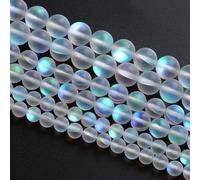 8 mm, 45 pezzi, perline al quarzo aura mistiche naturali, opache, bianche, arcobaleno, rotonde, per la creazione di gioielli, fai da te (759, lz)