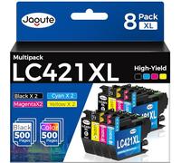 8 Pacchetti LC421XL Cartucce Compatibile con Brother LC421XL LC421XLVAL Cartucce InkJet LC421 Multipack per Brother DCP-J1050DW MFC-J1010DW DCP-J1140DW DCP-J1800DW (2 Nero 2 Ciano 2 Magenta 2 Giallo)