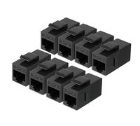 8 Pack Cat6 RJ45 Keystone Jacks in-Line Coupler Black