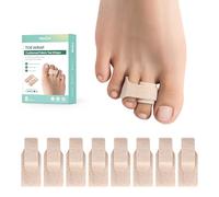 8 Pack of Hammer Toe Straightener, Welnove Hammer Toe Splints, Toe Cushioned Bandages, Toe Corrector for Overlapping Toes, Toe Splints for Crooked Toes, Curled Toes, Bent Toes - (Large, Beige)