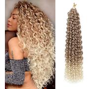8 Packs GoGo Curl Crochet Hair 18 Inch Long Curly Crochet Hair for Women Beach Curl Water Wave Deep Twist Crochet Braids Synthetic Braiding Hair Extensions (27/613#, 18 Inch(pack of 8))