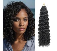8 Packs GoGo Curl Crochet Hair 18 Inch Long Curly Crochet Hair for Women Beach Curl Water Wave Deep Twist Crochet Braids Synthetic Braiding Hair Extensions (1B, 12 Inch(pack of 8))