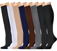 8 Paia Calze a Compressione Graduata Donne e Uomo(15-20mmHg) Calze Elastiche Potenziano Circolazione per Sportive Corsa Fitness Ciclismo Gravidanza Infermieri Recupero Viaggi in Aereo