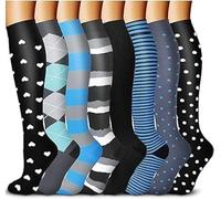 8 Paia Calze Compressione Graduata Uomo Calzini Gambaletti Donna Running Elastiche Accessori Socks Compressport Calza Compressive Compression Calzettoni Striscia Blu