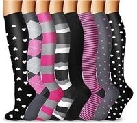 8 Paia Calze Compressione Graduata Uomo Calzini Gambaletti Donna Running Elastiche Accessori Socks Compressport Calza Compressive Compression Calzettoni Striscia Rosa