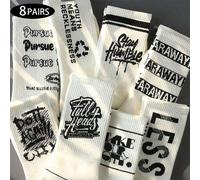 8 paia di calze sportive bianche da uomo, incluse calze lunghe da basket e calze sportive alla caviglia, per autunno e inverno Tagli Unica,Casuale 1 coppiaLettereTessuto in maglia