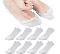 8 paia di calzini da donna ballerina, traspiranti, calzini da sneaker, invisibili, calzini antiscivolo con cuscinetto in silicone, 36-40/39-42, 8 paia (8 bianco), 39-42