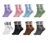 8 paia di calzini da yoga, calzini antiscivolo da donna con gommini antiscivolo per pilates, yoga, barre, balletto, fitness, ospedale 36-40, Bianco Nero Grigio Blu Verde Militare Rosa Viola Marrone