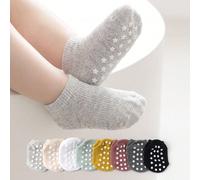 8 paia di calzini sottili antiscivolo per bambini e bambine, e calzini da barca estivi con puntini antiscivolo sulla suola 0-6M,6-12M,1-2Y,2-3YGeometricoCotone