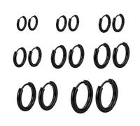 8 Paia di Orecchini a Cerchio Neri, Set di Cerchi in Acciaio Inossidabile per Donna e Uomo (6 mm, 8 mm, 10 mm, 12 mm, 14 mm, 16 mm, 18 mm, 20 mm)