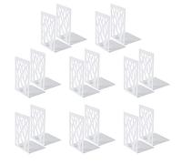 8 Paia Fermalibri per Mensole, MSDADA Reggi Libri per Libreria, Porta Libri in Metallo, Ferma Libri da Scaffale, Ufficio in Reggilibri, Fermalibri Design per Casa, Biblioteca, Scuola(Bianco)