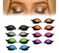 8 Pairs Patch for Ciglia Lazy Eye Shadow, 2-In-1 Reusable Eye Lash Makeup Stickers with False Lashes & Shadow,Adesivi Per Il Trucco con Ciglia,Impermeabili per Tutte Le Forme Di Occhi