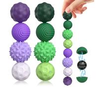 8 Palline Magnetiche Sensoriali, Design Multitessuto Giocattolo Antistress, Palline Magnetiche in Silicone, per L'esplorazione e il Coinvolgimento Sensoriale dei Bambini (4 Verdi + 4 Viola)
