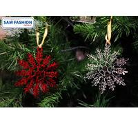 8 Palline Natale 2021 Addobbi natalizi plexiglas clear trasparente +3mt raso oro