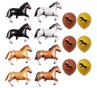 8 Palloncini a Forma di Cavallo, 6 Rotondi, Jumbo - Decorazioni per Feste di Compleanno, Cowboy, Baby Shower