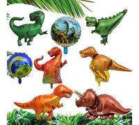 8 Palloncini Dinosauri Compleanno Kit Ragazza Ragazzo,Gigante Foil Elio Palloncino Dinosauro Gonfiabile Dino Giungla Jungla Animali per 1-2-3-5-6-7-9-10 anni Decorazioni compleanno Bambini Party Festa