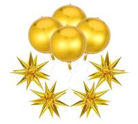 8 palloncini dorati in foglio di alluminio, palloncini a stella, palloncini rotondi, accessori per la decorazione della festa