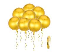 8 palloncini rotondi dorati, 1 rotolo di nastro, palloncini decorativi, palloncini lucidi, palloncini giganti, palloncini decorativi, palloncini decorativi, adatti per compleanni, decorazioni di nozze