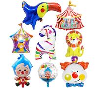 8 palloncini XXL a forma di circo con animali e pagliacci, zebra in alluminio per carnevale, vacanze, compleanno, baby shower, decorazione a tema