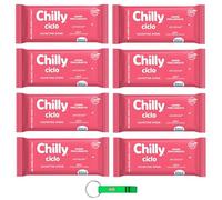 8 panni Chilly per l'igiene intima Ciclo - Sensazione di igiene e protezione duratura - Appositamente progettati per il ciclo mestruale - Ogni confezione contiene 12 panni + portachiavi Beni Culinari