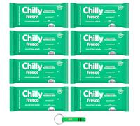 8 panni per l'igiene intima Chilly, freschi, freschi, di lunga durata, con mentolo naturale, ogni confezione contiene 12 panni + portachiavi Beni Culinari