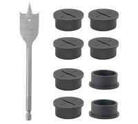 8 passacavo flessibile in silicone da 25 mm, passacavo da scrivania, colore nero, con 1 punta per scrivania da ufficio e altre coperture per mobili