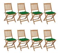 8 PCS Acacia Wood Folding Garden Chairs with Cushions, Outdoor Patio Furniture Set for Relaxing in Backyard, Poolside, Foldable Design with Comfortable Seat Cushions, Durable Solid Wood Construction