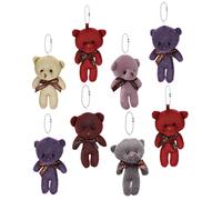 8 Pcs Adorabile Portachiavi Forma Di Orso Simpatici Ciondolo Catena Chiave Mini