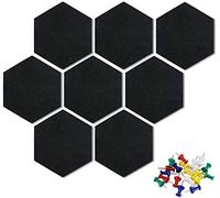 8 pcs bacheca esagonale, bacheca in feltro da parete, bacheca esagonale fai-da-te con 20 spilli, sughero per appendere foto, appunti, camera da letto, casa e ufficio memorandum (Nero)