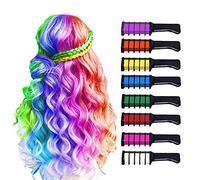 8 Pcs Capelli Gesso Pettine per Bambini, Gessetti per Capelli Temporaneo Gesso Regalo di Compleanno per Ragazze Età 6 7 8-12+Lavabile Tintura per Halloween, Natale, Giorno dei Bambini, Capodanno Party