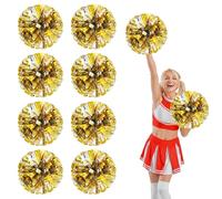 8 Pcs Cheerleading Pom Poms,13.7inch Cheerleader Pompoms with Four finger payment,Fit for Team Spirit Sports Dance Cheering (gold + silver)