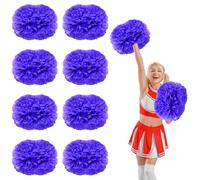 8 Pcs Cheerleading Pom Poms,14.57inch with Handle style Cheerleading Handheld Squad Pompoms for Sports Team Cheer Spirit (purple)