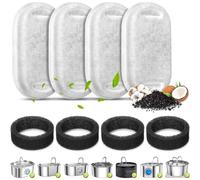 8 PCS Filtri Fontana Gatto, 4 Filtro A Carbone E 4 Spugna In Schiuma, Filtro per Capelli,Filtri Fontanella Per Gatti, Filtro per Acciaio Inossidabile Fontana per Gatti 3,2L