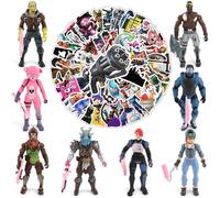 8 Pcs Personaggi Fortnit Per Torta, 50 Pcs Fortnit Adesivi, Topper Torta Fortnit, Fortnit Cake Action Figure, Decorazioni Torta Compleanno Fortnit, Personaggi Fortnit Giocattoli 10 Cm